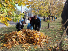 Студенты очистили городской парк от упавшей листвы и мусора