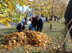 Студенты очистили городской парк от упавшей листвы и мусора