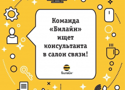 Открыта вакансия «Консультант в салон связи «Билайн»