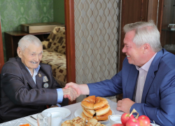Губернатор вручил 103-летнему морозовчанину-ветерану телевизор