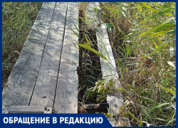На улице Речной в Морозовске сломался мост, а возле дач всё закидали сухими деревьями