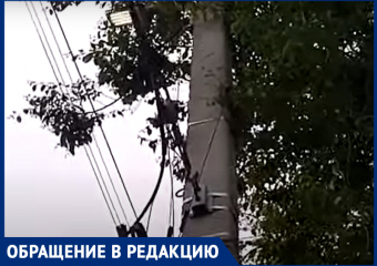 "ТНС энерго" свою работу сделали, а администрация на обращения не реагирует! - морозовчанка об искрящихся проводах на улице Ворошилова